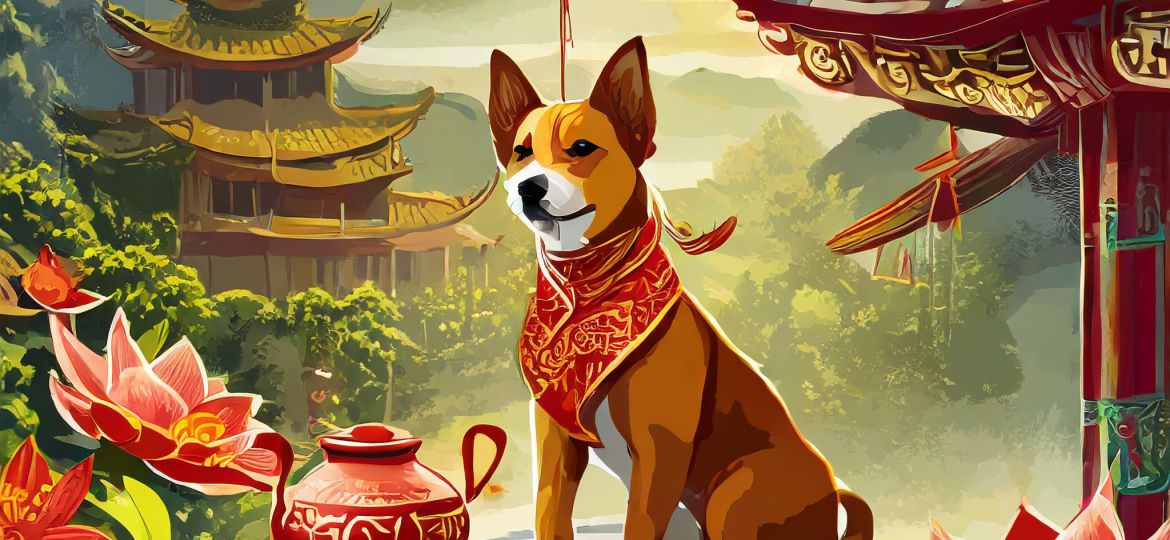 Firefly Create a banner image for a blog post about Vietnam's Tet holiday in 2018 (Year of the Dog)